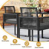 3 Pieces Patio Tempered Glass Top Table and Chairs Set for Porch Backyard-White