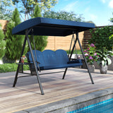 3-Seat Patio Swing Chair Porch Swing with Adjustable Canopy Thickened Cushions Pillow and Foldable Side Trays