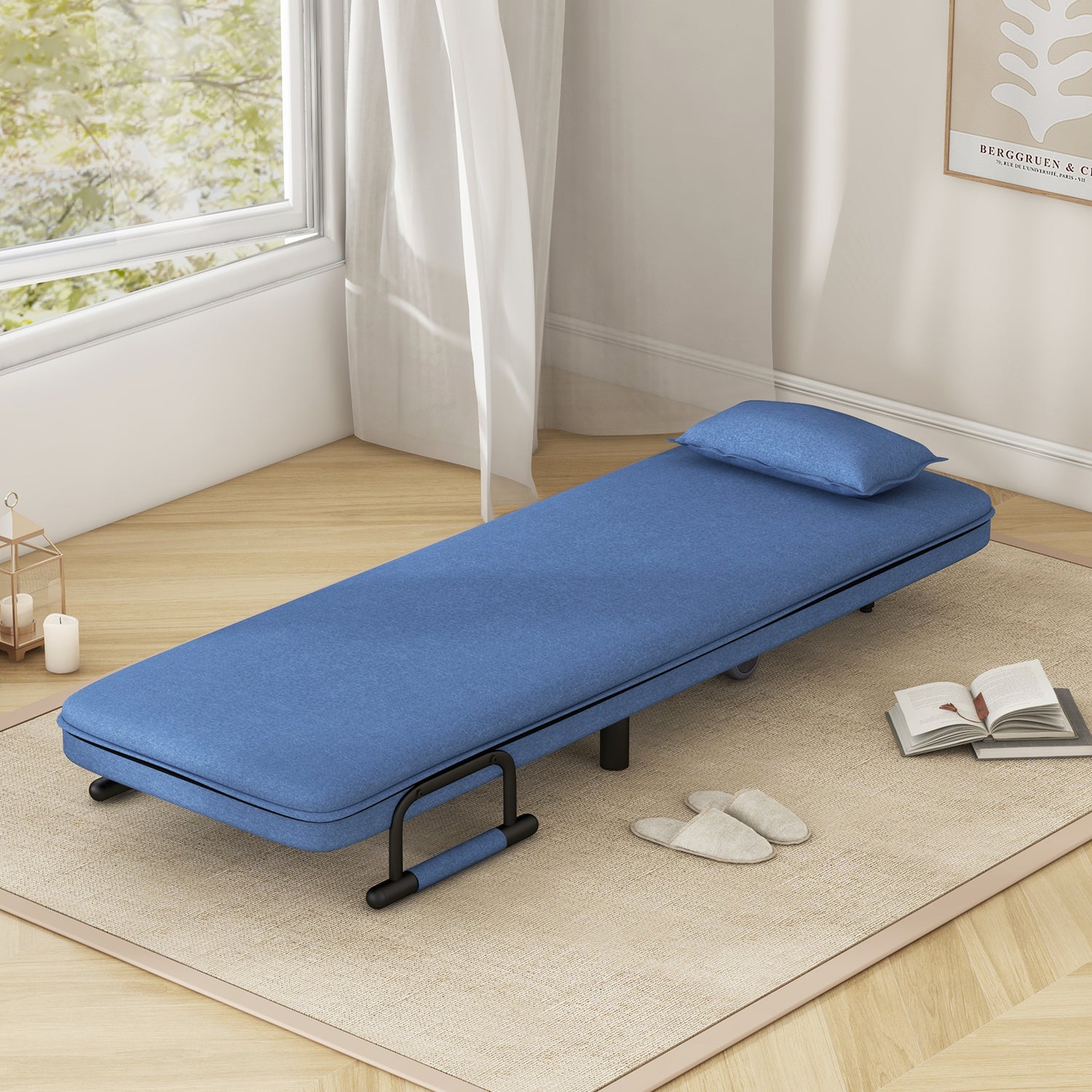 3-in-1 Convertible Sofa Bed with 5-Position Adjustable Backrest and Lumbar Pillow