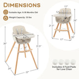 3-in-1 Convertible Wooden High Chair with Cushion