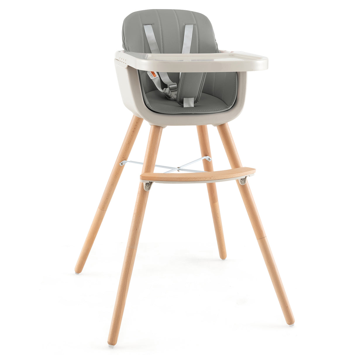 3-in-1 Convertible Wooden High Chair with Cushion