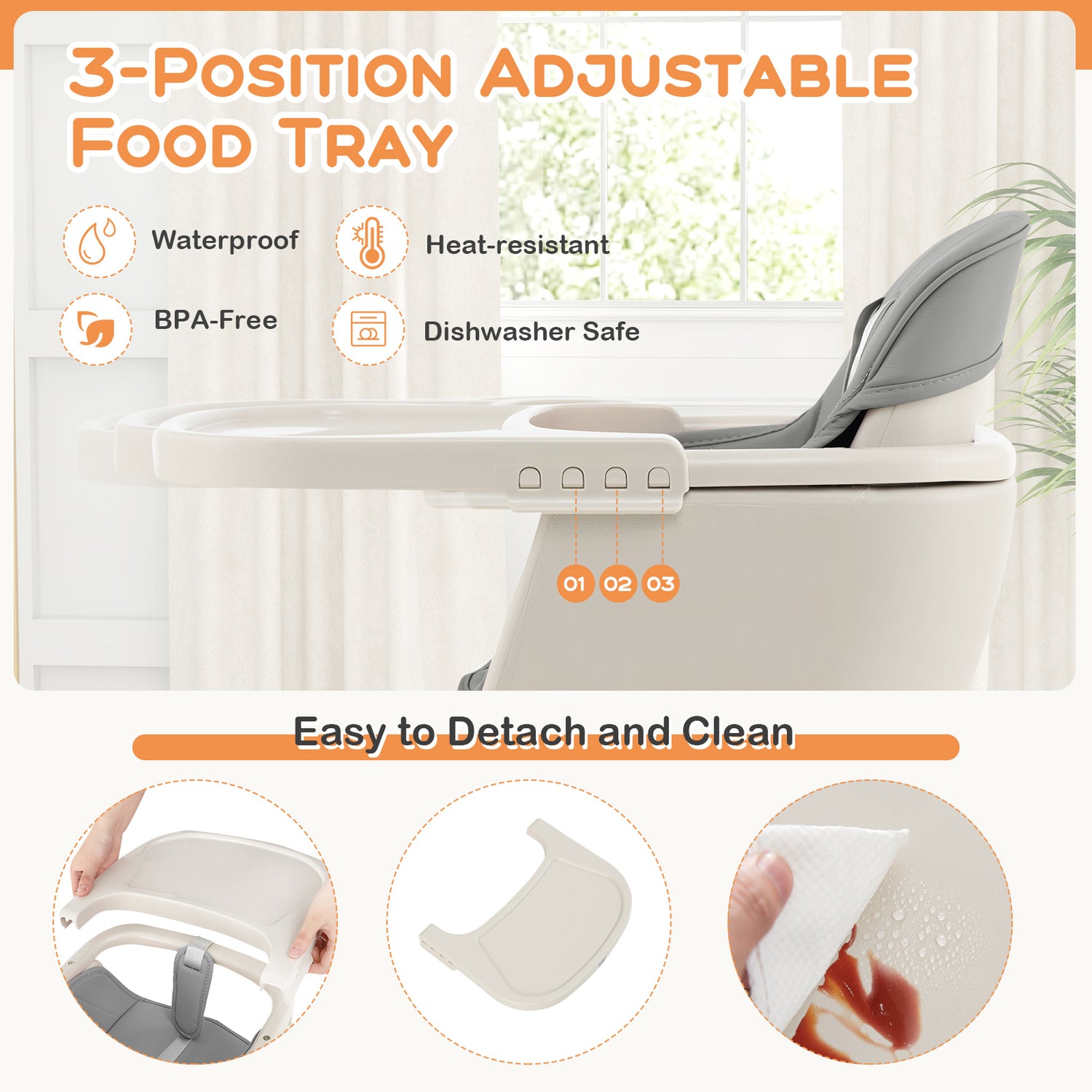 3-in-1 Convertible Wooden High Chair with Cushion