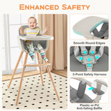 3-in-1 Convertible Wooden High Chair with Cushion