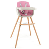 3-in-1 Convertible Wooden High Chair with Cushion