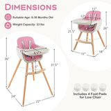 3-in-1 Convertible Wooden High Chair with Cushion