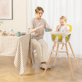 3-in-1 Convertible Wooden High Chair with Cushion