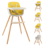 3-in-1 Convertible Wooden High Chair with Cushion