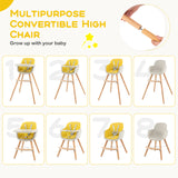 3-in-1 Convertible Wooden High Chair with Cushion