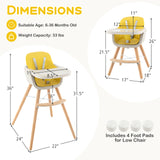 3-in-1 Convertible Wooden High Chair with Cushion