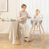 3-in-1 Convertible Wooden High Chair with Cushion