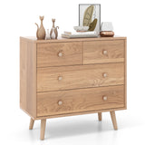 4-Drawer Dresser Cabinet Storage Organizer Rubber Leg with Rail-Natural