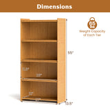 4-Tier Bamboo Bookcase with Doors for Study Room Living Room