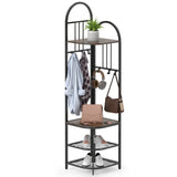 4-Tier Coat Rack Corner Hall Tree with Shoe Storage Bench