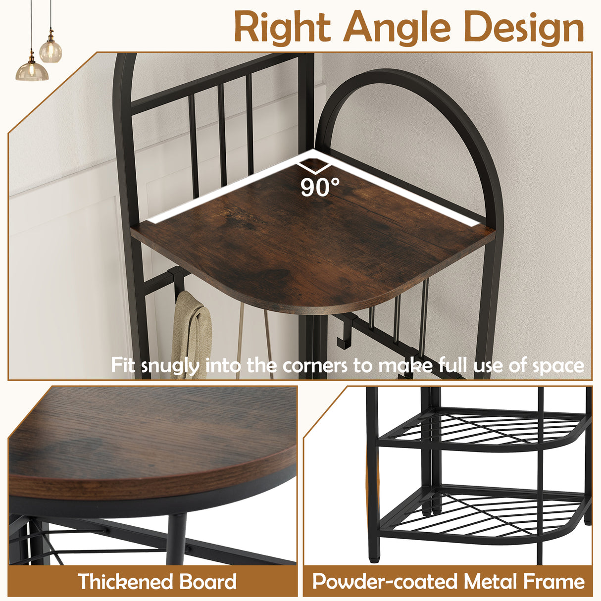 4-Tier Coat Rack Corner Hall Tree with Shoe Storage Bench