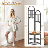 4-Tier Coat Rack Corner Hall Tree with Shoe Storage Bench