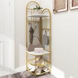 4-Tier Coat Rack Corner Hall Tree with Shoe Storage Bench