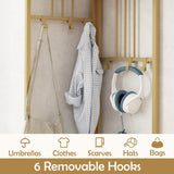 4-Tier Coat Rack Corner Hall Tree with Shoe Storage Bench