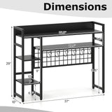 4-Tier Desk Shelf Desktop Display Rack with Metal Grid Panel and 6 Hooks