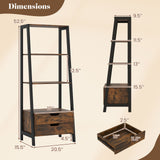 4-Tier Ladder Shelf with 2 Drawers 52.5 Inch Tall Freestanding Bookcase
