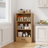 48 Inch Tall 4 Tiers Wood Bookcase with Drawer