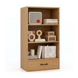 48 Inch Tall 4 Tiers Wood Bookcase with Drawer