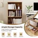 48 Inch Tall 4 Tiers Wood Bookcase with Drawer