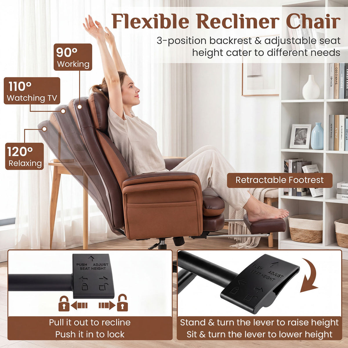 400 LBS Ergonomic Big and Tall Office Chair with Faux Leather