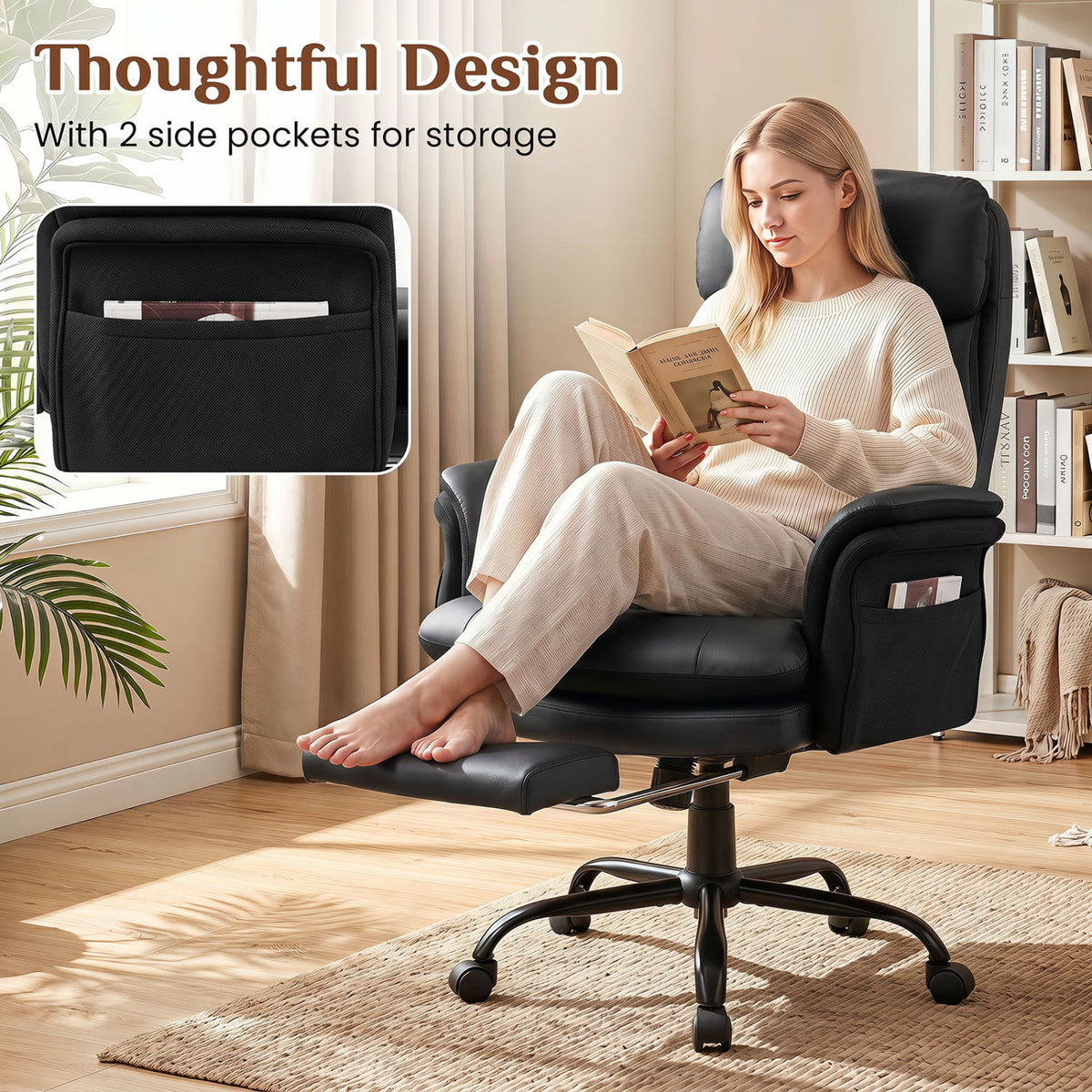400 LBS Ergonomic Big and Tall Office Chair with Faux Leather