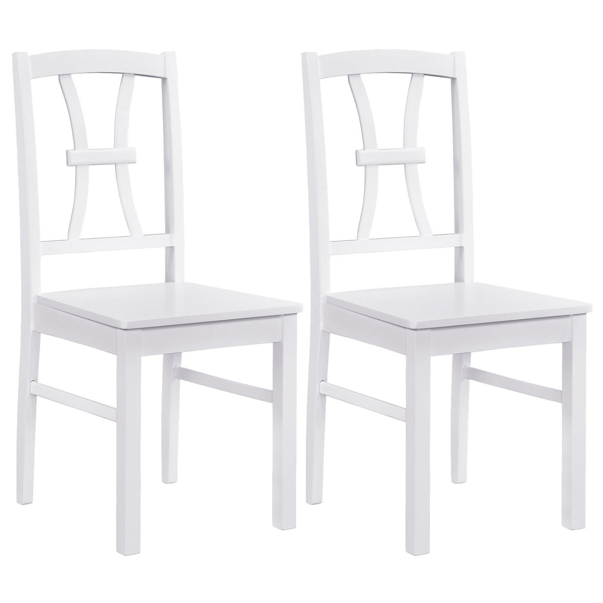 400 lbs Capacity Dining Chair Set of 2 with Cross Backrest and Rubber Wood Frame