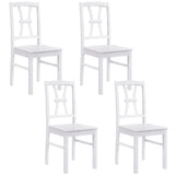400 lbs Capacity Dining Chair Set of 4 with Cross Backrest and Rubber Wood Frame