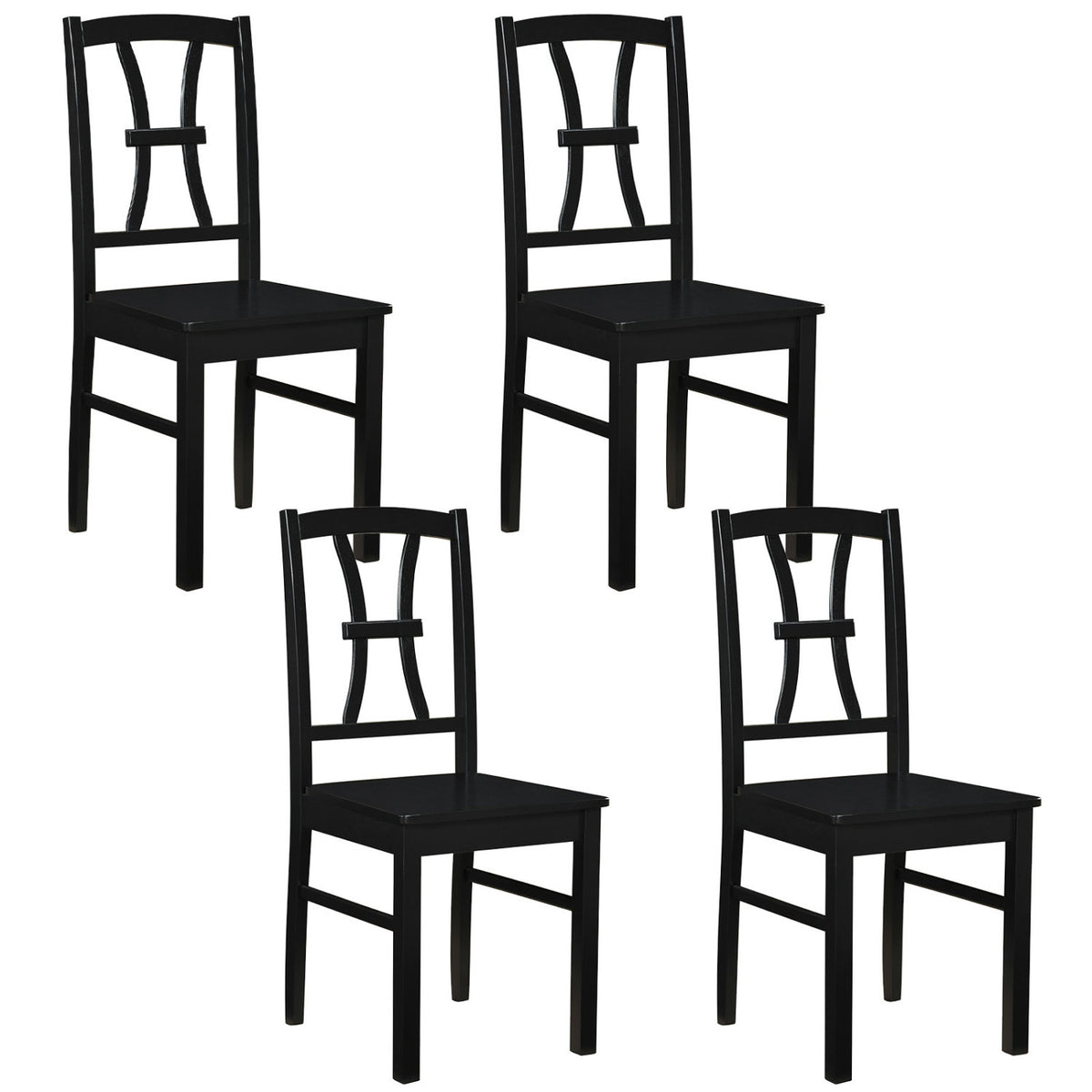 400 lbs Capacity Dining Chair Set of 4 with Cross Backrest and Rubber Wood Frame