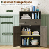 40" Bathroom Storage Cabinet with Drawers and Removable Shelf-Oak