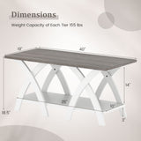 40 Inch Farmhouse Wooden Coffee Table with Storage Shelf with X-shaped Legs-Gray