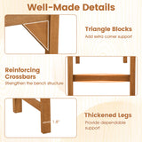 Outdoor Bench with Slatted Contoured Seat for Deck Entryway-Set of 2