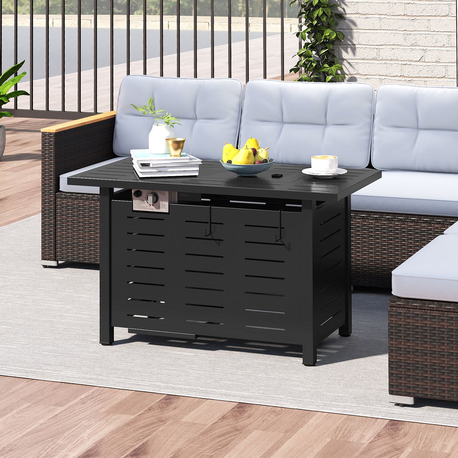 40 Inch Outdoor Propane Fire Pit Rectangle Gas Fire Table with Lava Rocks