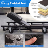 Rolling Creeper Padded Mechanic Cart with Adjustable Backrest and Headrest