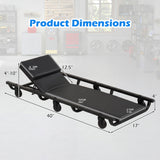 Rolling Creeper Padded Mechanic Cart with Adjustable Backrest and Headrest