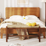 40 Inch Long Wood Bench with Solid Rubber Wood Frame-Walnut