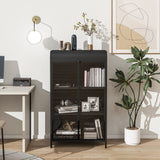 47.6' Tall Metal Storage Cabinet with Glass Doors & Flip-Top, 4-Tier Display Cabinet with Open Shelves, Freestanding Steel Sideboard Buffet for Kitchen, Living Room, Home Office, Dining Room, Bathroom