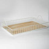 412 - Rectangular Metal & Wood Tray