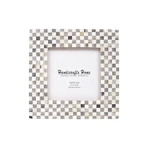 Baby Picture Frames Checkered Pattern Bone Inlay Collection - 4x4