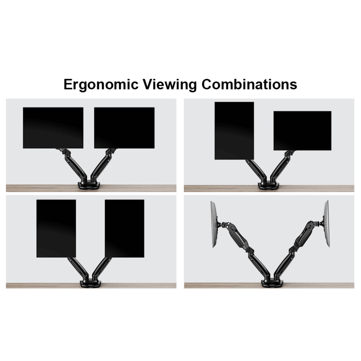 ErgoAV Gas Spring Desk Mount for Dual Monitors 13" to 27"