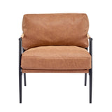 27.56' Modern Accent Chair with Plush Cushions, Minimalist Metal Frame, and Wooden Armrest Design – Perfect for Cozy Living Room, Bedroom, or Office Seating