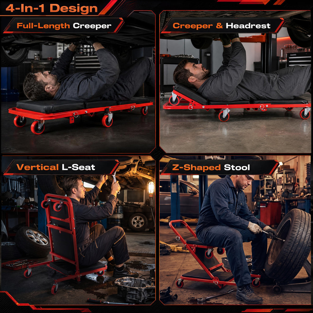 41" Foldable Mechanic Creeper with 450 LBS Capacity