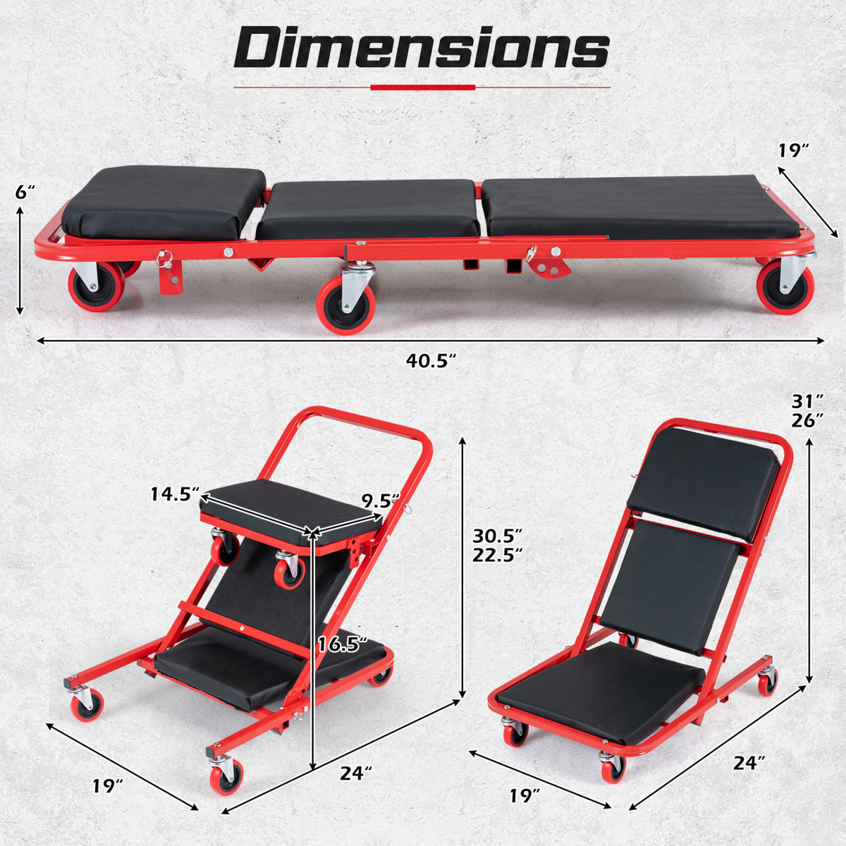 41" Foldable Mechanic Creeper with 450 LBS Capacity