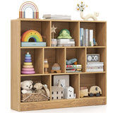 41 inches Wooden Toy Storage Organizer with 10 Cubes for Kids