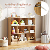 41 inches Wooden Toy Storage Organizer with 10 Cubes for Kids