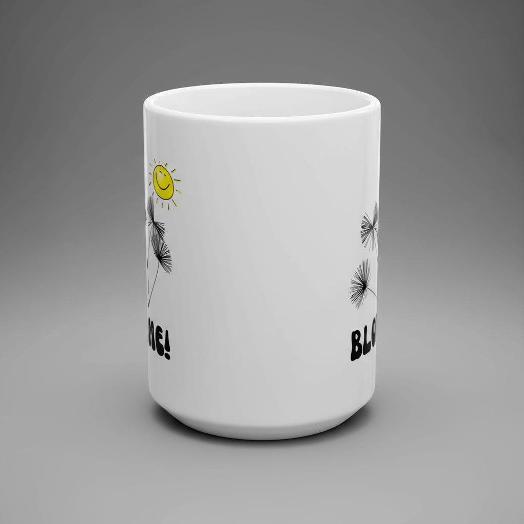 Funny Coffee Mug, 'Blow Me' with Dandelions