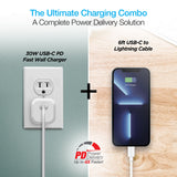 Naztech 30W PD Smart Chip Tech Wall Charger + USB-C to MFI Cable 6ft