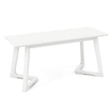 42 Inch Modern Entryway Bench Long Dining Bench with Rubber Wood Legs-White